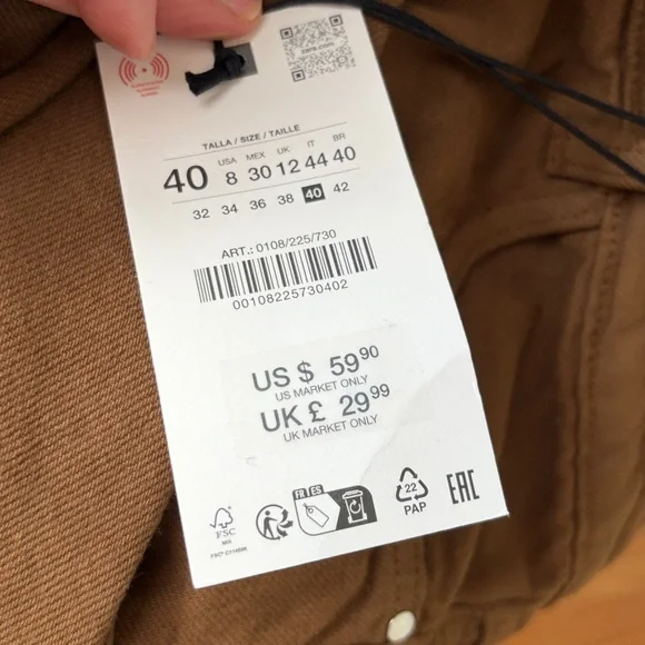 Zara Brown Wide-Leg Women Jeans - Picture 6 of 6